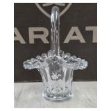196. vintage Fenton clear glass basket with