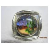 Silvertone Desert Scene Ring 7