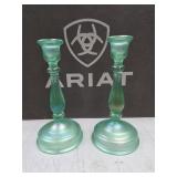 250. Vtg rare Diamond iridescent candlesticks