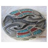 Turquoise inlay Belt Buckle 3 1/2'