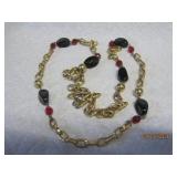 Mixed Color Beads & Chain Link Necklace 36'