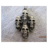 Silver Skull Pendant Necklace 18