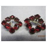 Ruby Red Garnet Earrings Clip