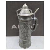 166. vintage pewter German beer stein musical