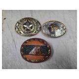 126. Vtg Lot of 3 western style belt buckles