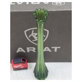 70. vintage green tall ribbed swung vase le smith