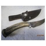 Bone handle Sterling knife & Sheath 10'