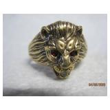 18k HGP Lion Ring Ruby eyes 10