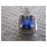 Blue Stone Pendant Necklace - 18