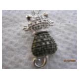 Black & Clear glass Kitten Cat Sterling - 18