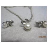 Pearl Earrings & Necklace Set - 18