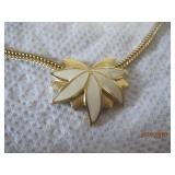 Monet Beige enamel flower Necklace - 16