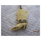 Rhinestone Cowboy Boot Necklace - 18