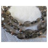 Triple Strand Glass Bead Necklace - 16