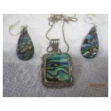 Abalone Shell earrings & Necklace - 18