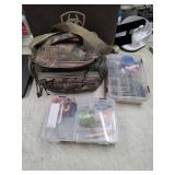 fishing tackle bag set w lures etc