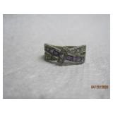 Sterling Purple & Clear Gem - 7