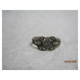 Sterling Bow Knot Marcasite Ring - 7