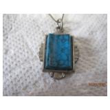 Sterling Necklace Blue Stone - 18