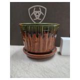 McCoy Pottery Drip Glazed Faux Bamboo Planter
