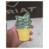 Vtg Flowerpot Wall Pocket spoon holder
