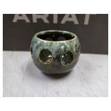 VTG green drip glaze pottery crocus bulb planter