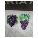 Vtg ceramic wall pocket planter clusters grapes