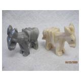 Pr Marble Donkeys w/ Pack