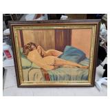 Vtg signed nude oil painting