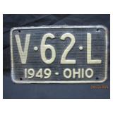 1949 Ohio Original Aluminum License Plate