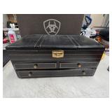vintage Mele black leather jewelry box