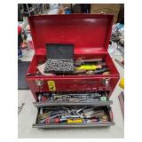 Vtg Craftsman metal tool box full of tools