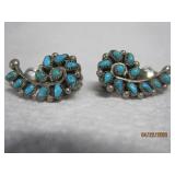 Turquoise Petit Point Earrings - Clip on
