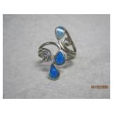 Sterling Blue Opal Ring 'Fire Opal' - 7