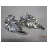 Monet Silver Leaf Earrings - Clip on