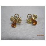 Gold tone Angel w/ Amber Stone - Post