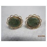 Green Jade Earrings - Screw on