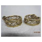 Open lace Gold tone Signed Earrings - Screw on
