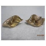 Frances Goldtone Leaf Earrings - Clip on