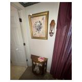 Small glass front display cabinet & contents of