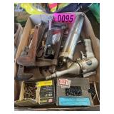 Box lot: air grease gun, air blow gun, large pipe