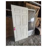 White 6-panel exterior door with knob + white