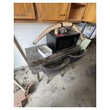 Drop leaf dining table and (2) chairs, microwave,