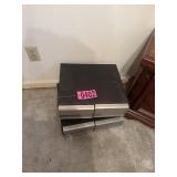 (2) Black media storage boxes with drawers