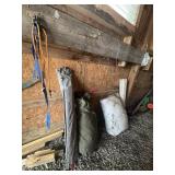 Canvas bagged tent, tarps, straps, and