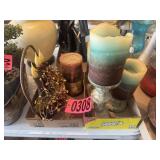 Candle d©cor set with basket + pillar candles