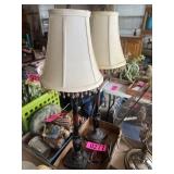 Box lot: (2) metal based fringed table lamps