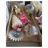 Box lot: Assorted glassware, long stem votives,