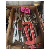 Box lot: assorted clamps including C-clamps,