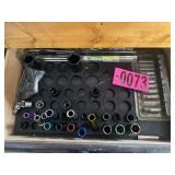 Drawer lot: socket organizer trays, deep sockets,